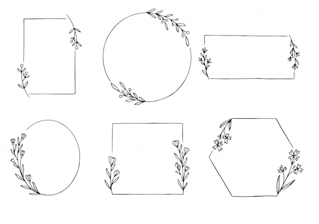 Hand getekend floral frame set