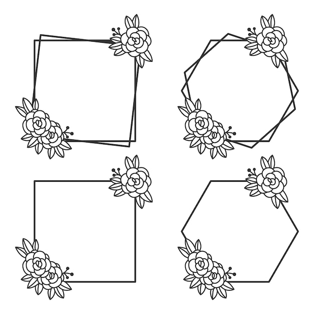 Hand getekend floral frame sjabloon