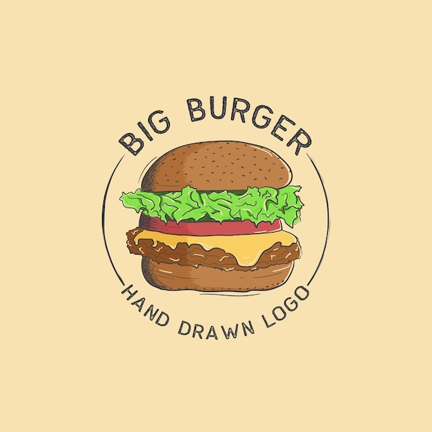 Hand getekend groot hamburger-logo