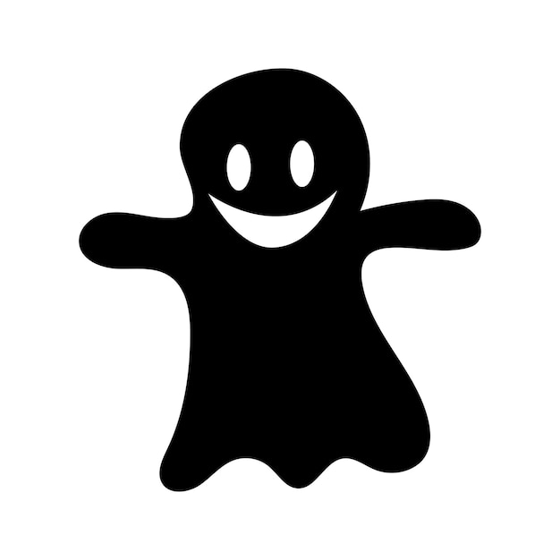 Hand getekend Halloween schattig zwart spook doodle pictogram. Vector schets illustratie.