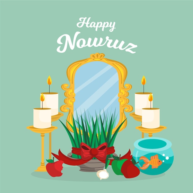 Hand getekend happy nowruz illustratie