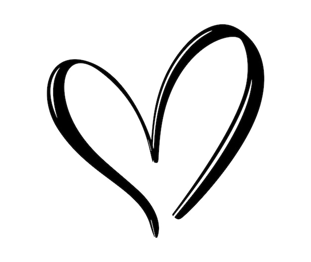 Vector hand getekend hart liefde teken romantische kalligrafie vector illustratie concepn pictogram symbool