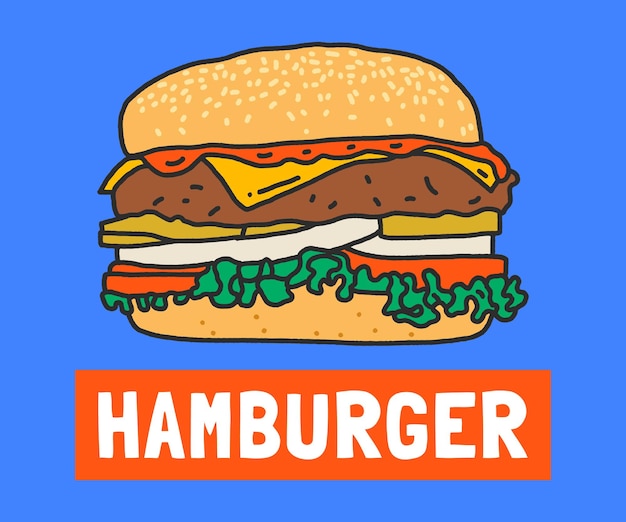 Hand getekend heerlijk Hamburger afbeelding ontwerp