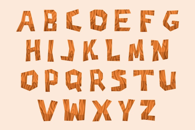 Vector hand getekend houten alfabet
