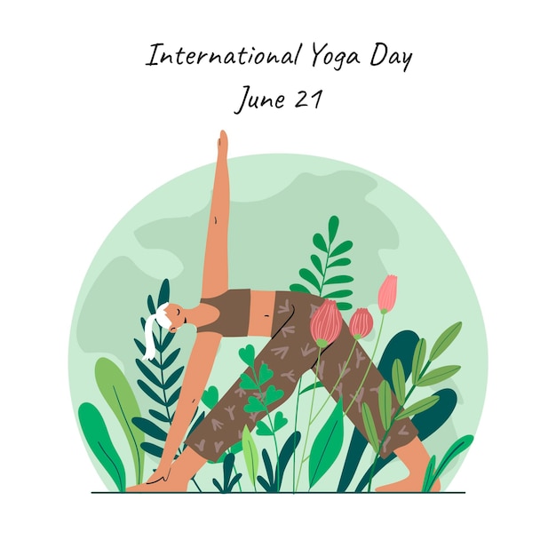 Vector hand getekend internationale dag van yoga illustratie