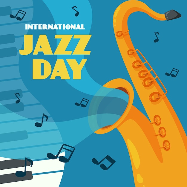 Hand getekend internationale jazz dag illustratie