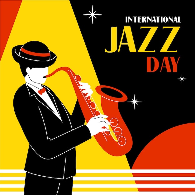 Vector hand getekend internationale jazzdag illustratie