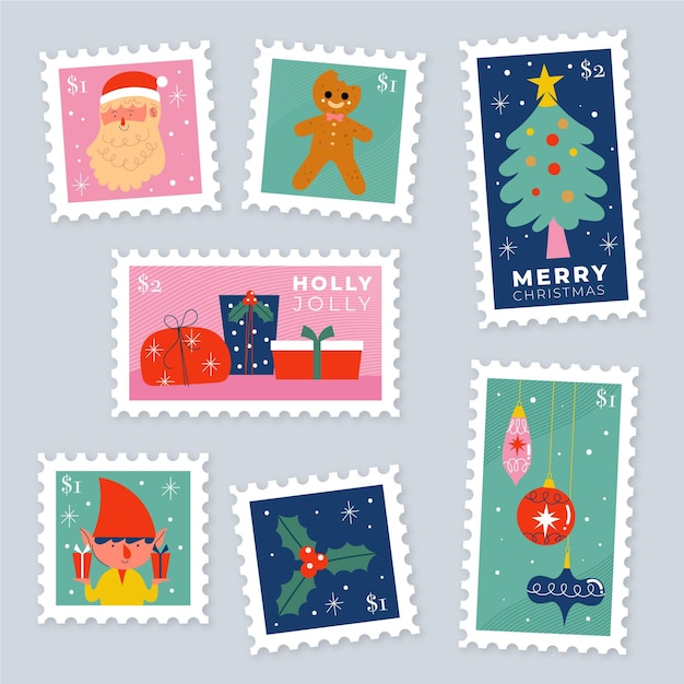 Hand getekend kerst stempel collectie