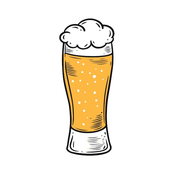 Hand getekend kleurrijke cartoon stijl bierglas vector kunst illustratie.