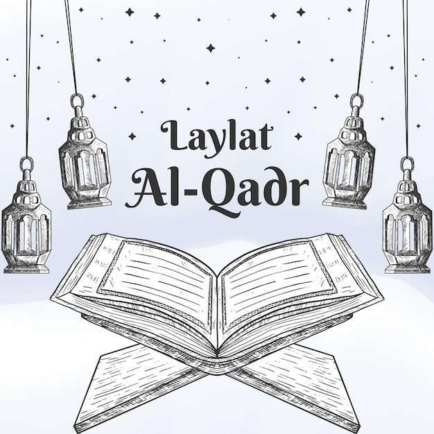 Hand getekend laylat al qadr afbeelding ontwerp