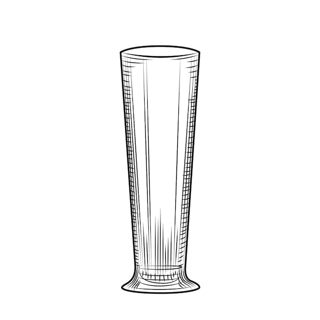 Hand getekend leeg bierglas. Graveerstijl. Vectorillustratie geïsoleerd op een witte achtergrond