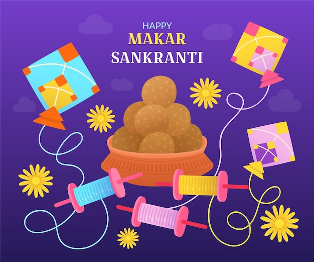 Hand getekend makar sankranti festival