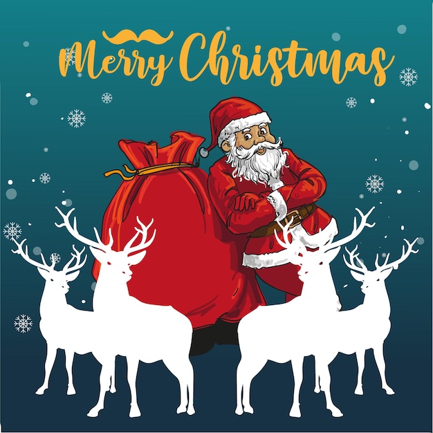 hand getekend Merry Christmas Santa Claus vectorillustratie
