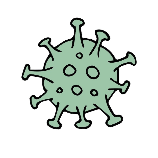 Vector hand getekend mintgroen coronavirus covid 19 cel