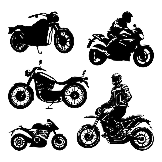 Vector hand getekend motorfiets silhouet