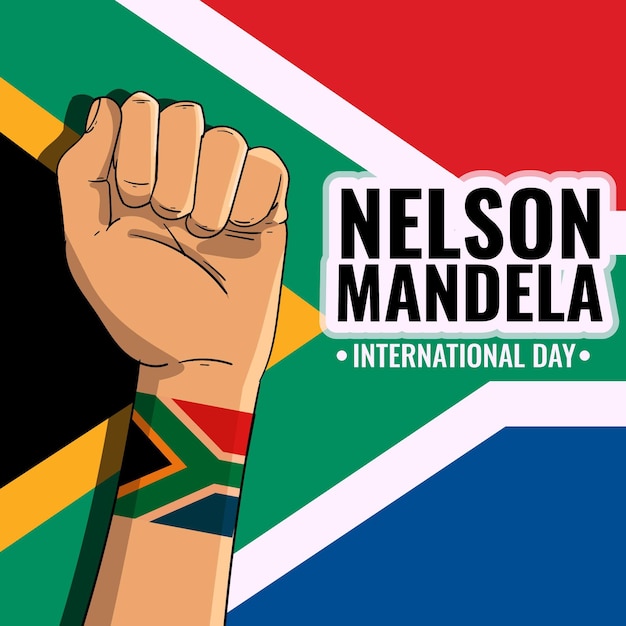 Vector hand getekend nelson mandela internationale dag illustratie