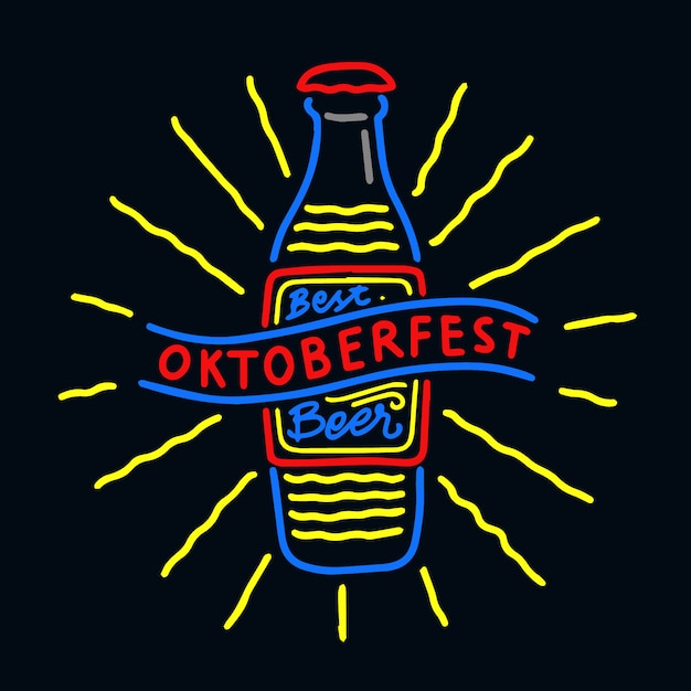 Hand getekend oktoberfest neon stijl illustratie