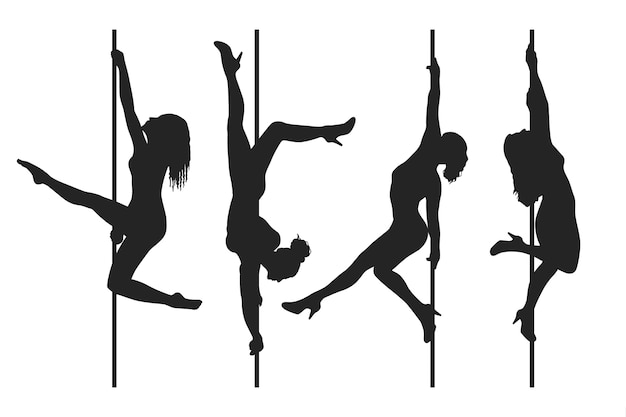 Vector hand getekend paaldanseres silhouet