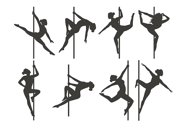 Hand getekend paaldanseres silhouet