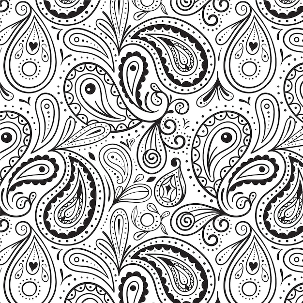 Hand getekend paisley patroon ontwerp