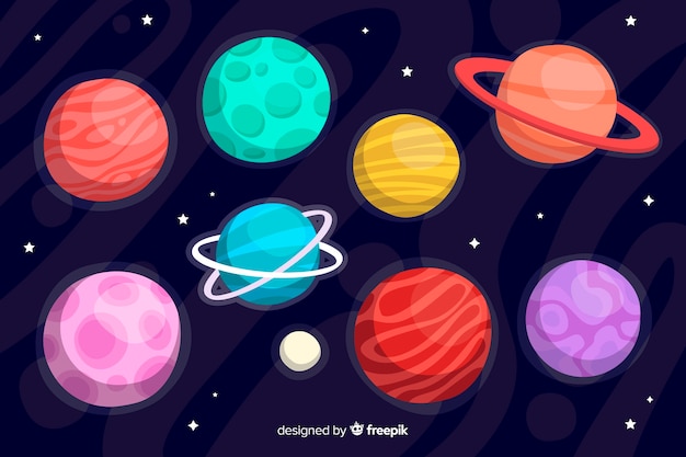 Hand getekend planeet collectie