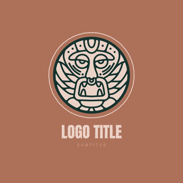 Hand getekend plat ontwerp Azteekse logo sjabloon