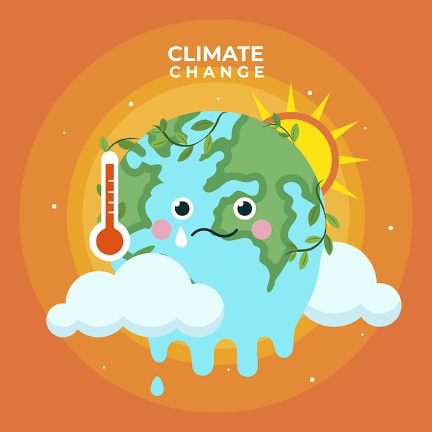 Hand getekend plat ontwerp klimaatverandering concept