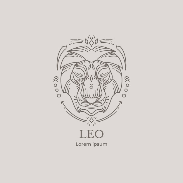 Hand getekend plat ontwerp leo-logo