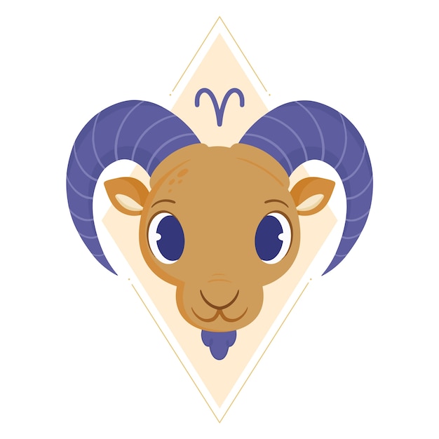Hand getekend plat ontwerp Ram-logo