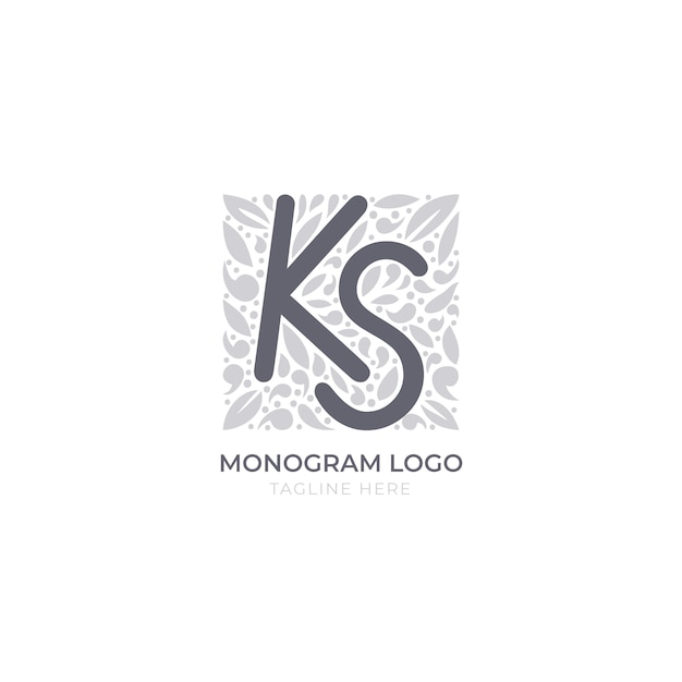Hand getekend plat ontwerp sk of ks logo