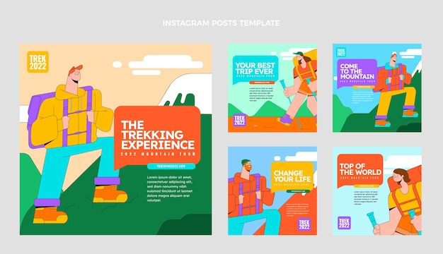 Vector hand getekend plat ontwerp trekking instagram post