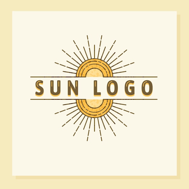 Hand getekend plat ontwerp zon logo