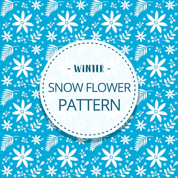 Vector hand getekend platte winter blad patroon in blauw witte sjabloon