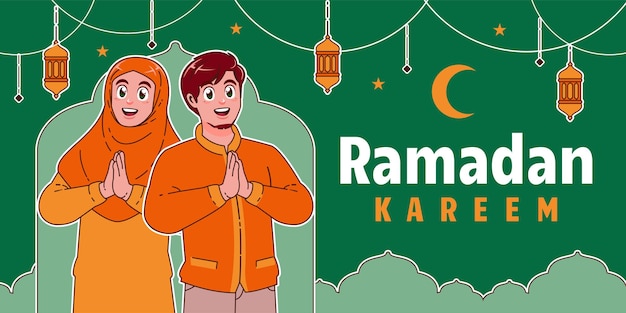 Hand getekend ramadan kareem illustratie