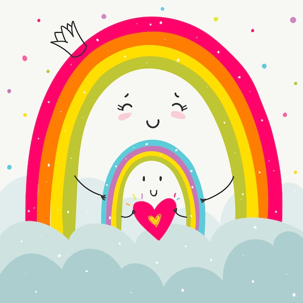 Hand getekend regenboog concept