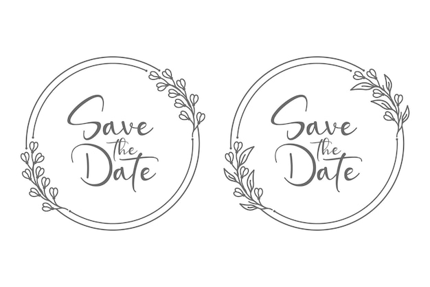 Hand getekend ronde vorm bruiloft badges illustratie voor abstract en decoratie concept