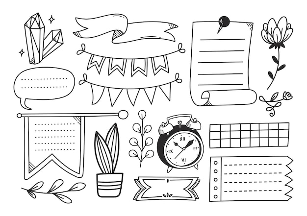 Vector hand getekend schattig dagboek doodle element