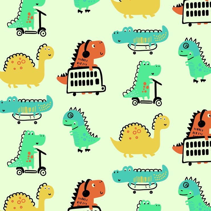 Hand getekend schattig dinosaurus patroon