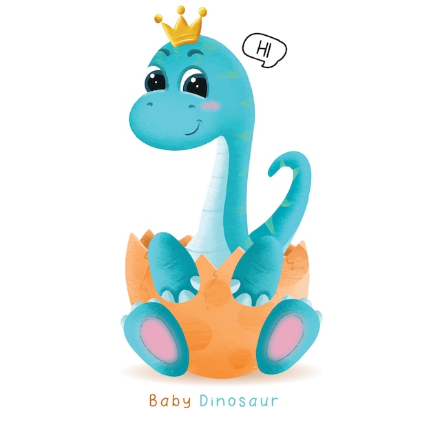 Vector hand getekend schattige baby dinosaurus illustratie