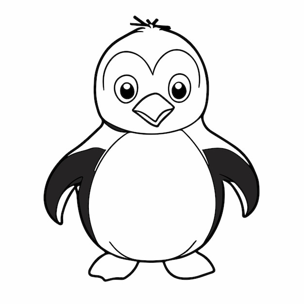 Hand getekend schattige pinguïn dierlijke vector illustratie geïsoleerd op een witte achtergrond