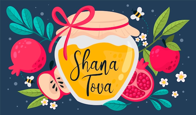 Vector hand getekend shana tova concept