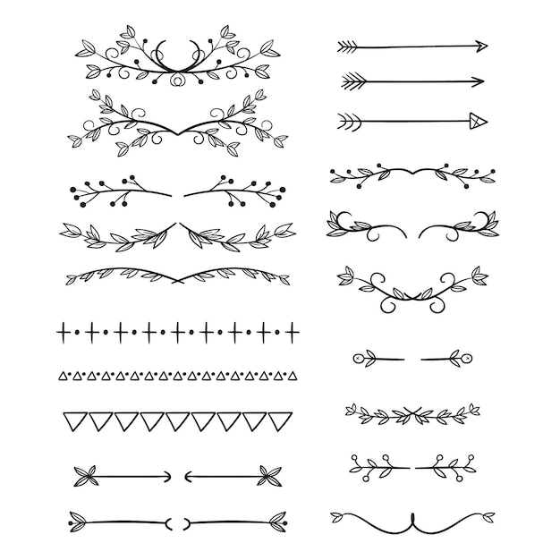 Vector hand getekend sierverdelers pack