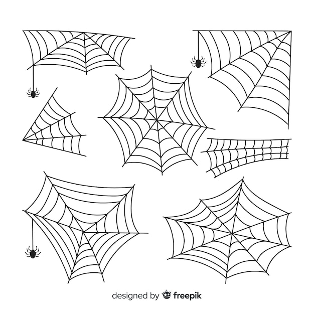 Hand getekend spinnenweb collectie