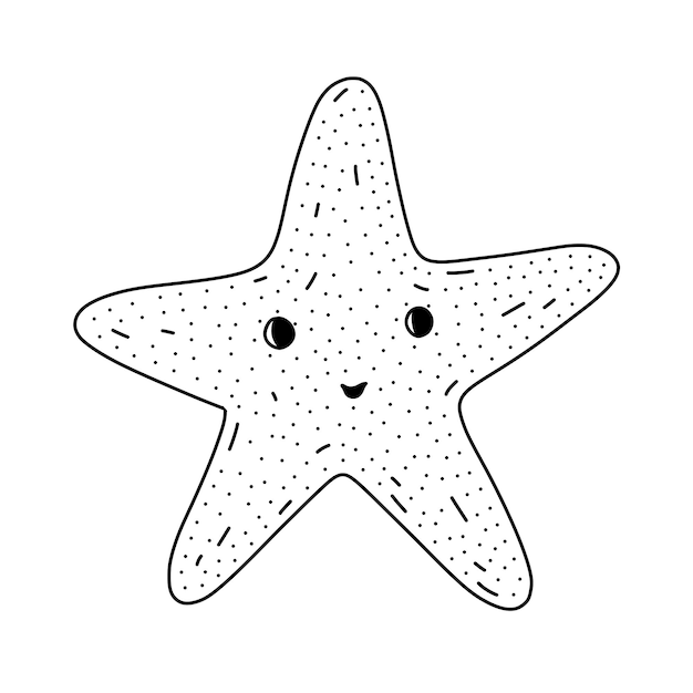 Hand getekend ster vis pictogram in doodle stijl Cartoon ster vis vector pictogram voor webdesign