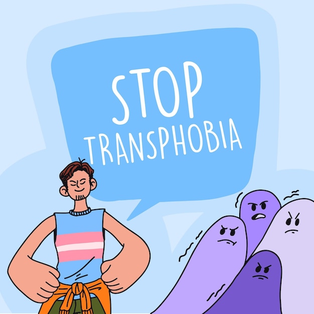 Hand getekend stop transfobie concept