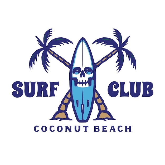 hand getekend surf club schedel logo