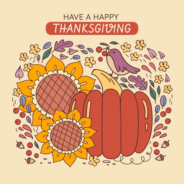 Hand getekend thanksgiving illustratie