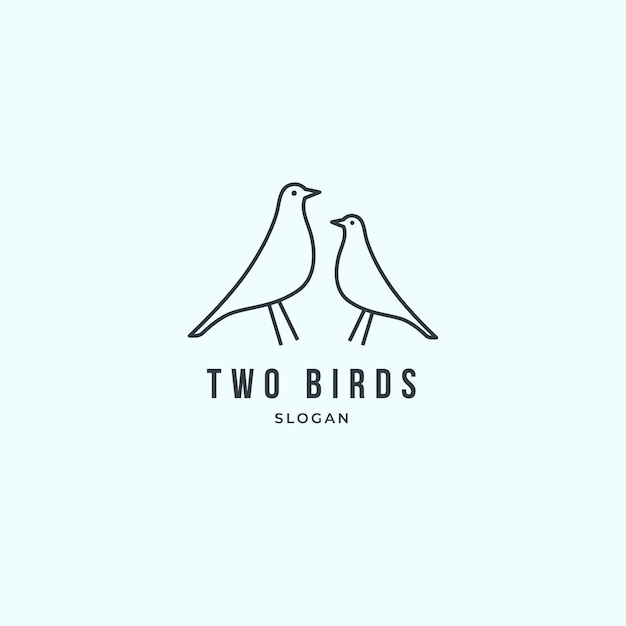 Hand getekend twee vogels logo