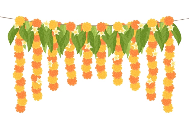 Hand getekend ugadi garland illustratie