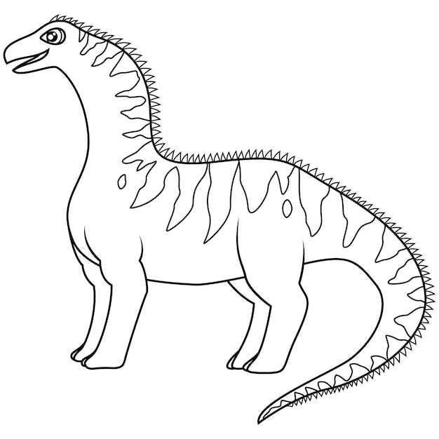 hand getekend van Amargasaurus lijntekeningen